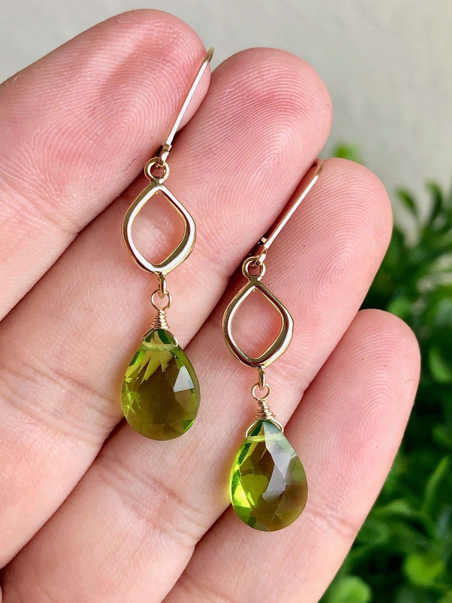 Peridot Teardrop Dangle Earrings