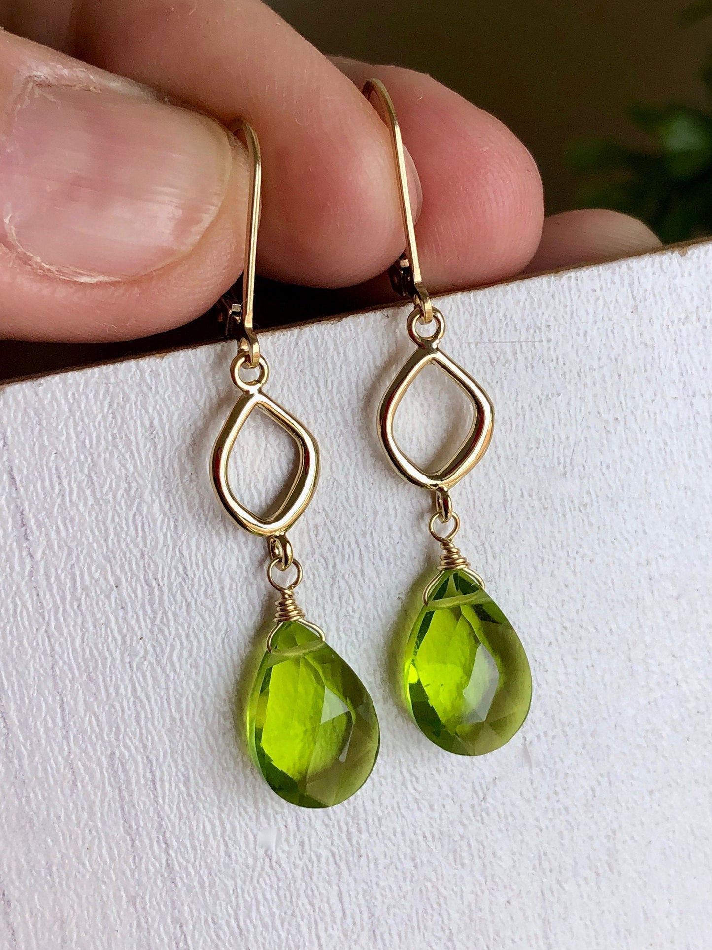 Peridot Teardrop Dangle Earrings