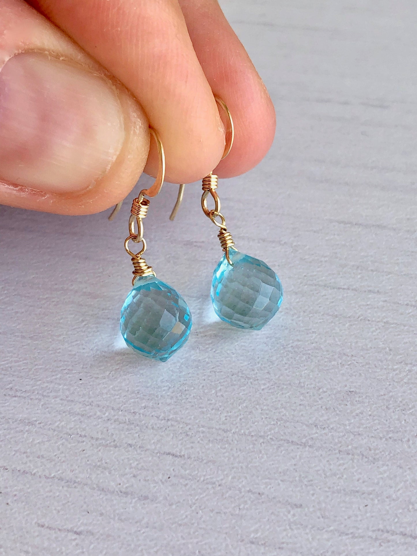 Aquamarine Onion Teardrop Earrings