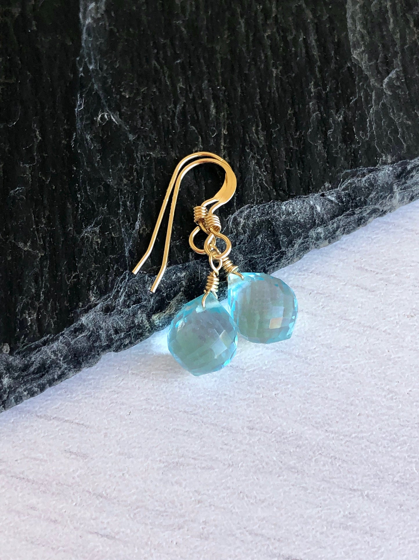 Aquamarine Onion Teardrop Earrings