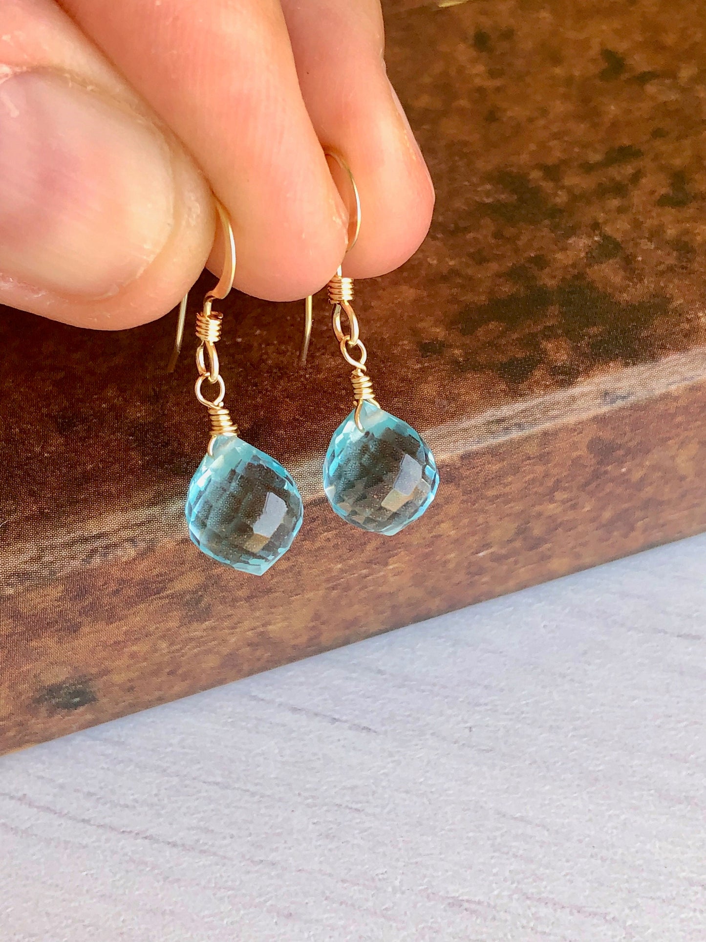 Aquamarine Onion Teardrop Earrings