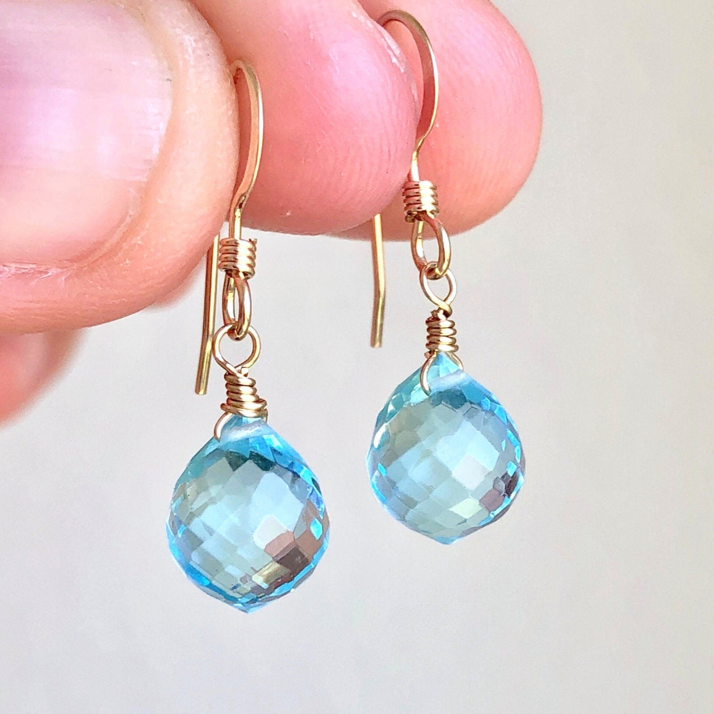 Aquamarine Onion Teardrop Earrings