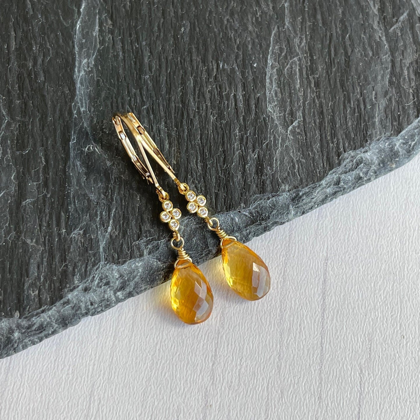 Yellow Topaz Teardrop Earrings- November Birthstone