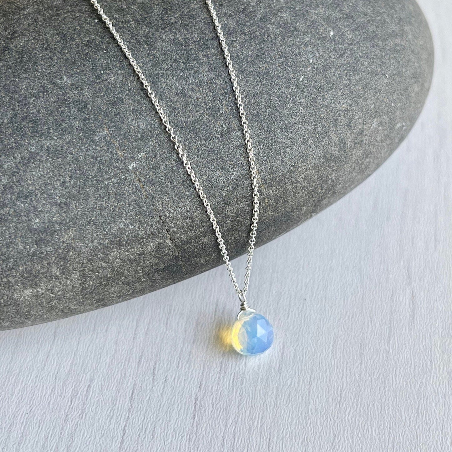 Opalite Teardrop Necklace- October Birthstone