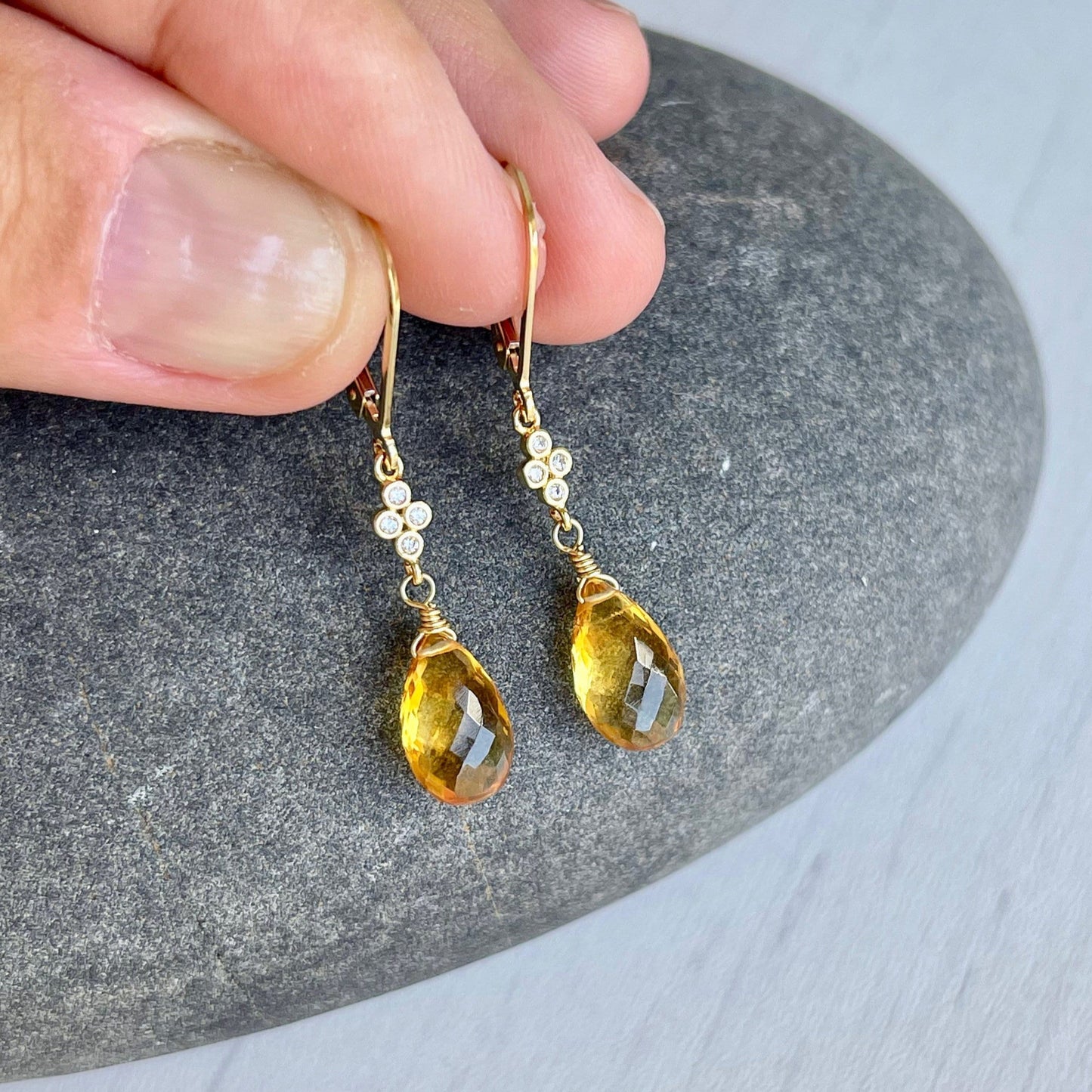 Yellow Topaz Teardrop Earrings- November Birthstone