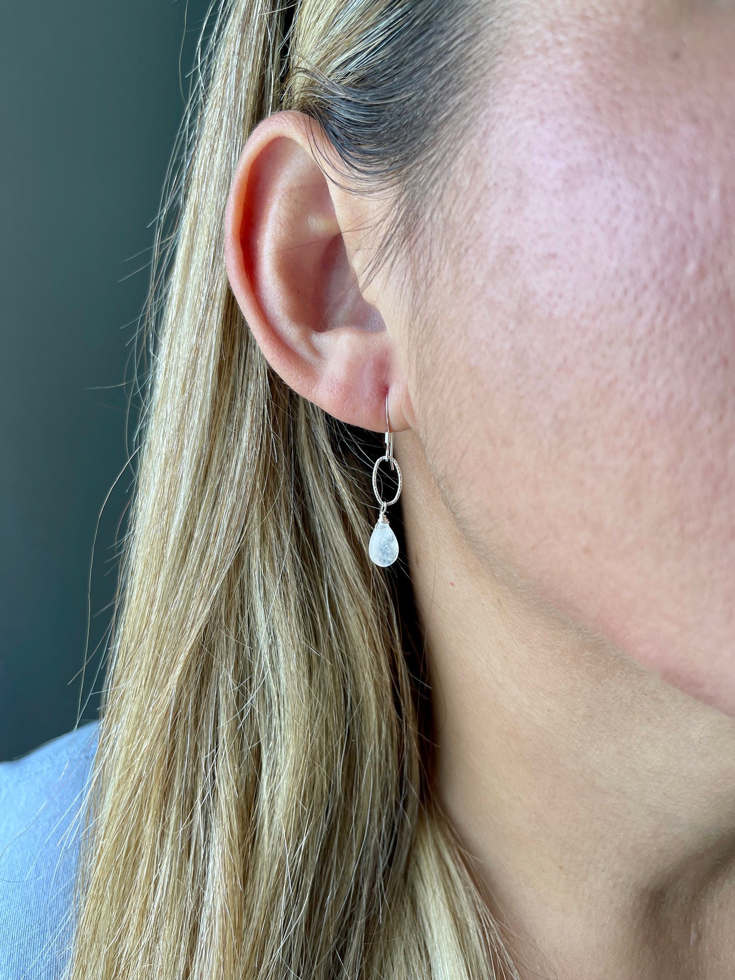 Rainbow Moonstone Oval Link Earrings