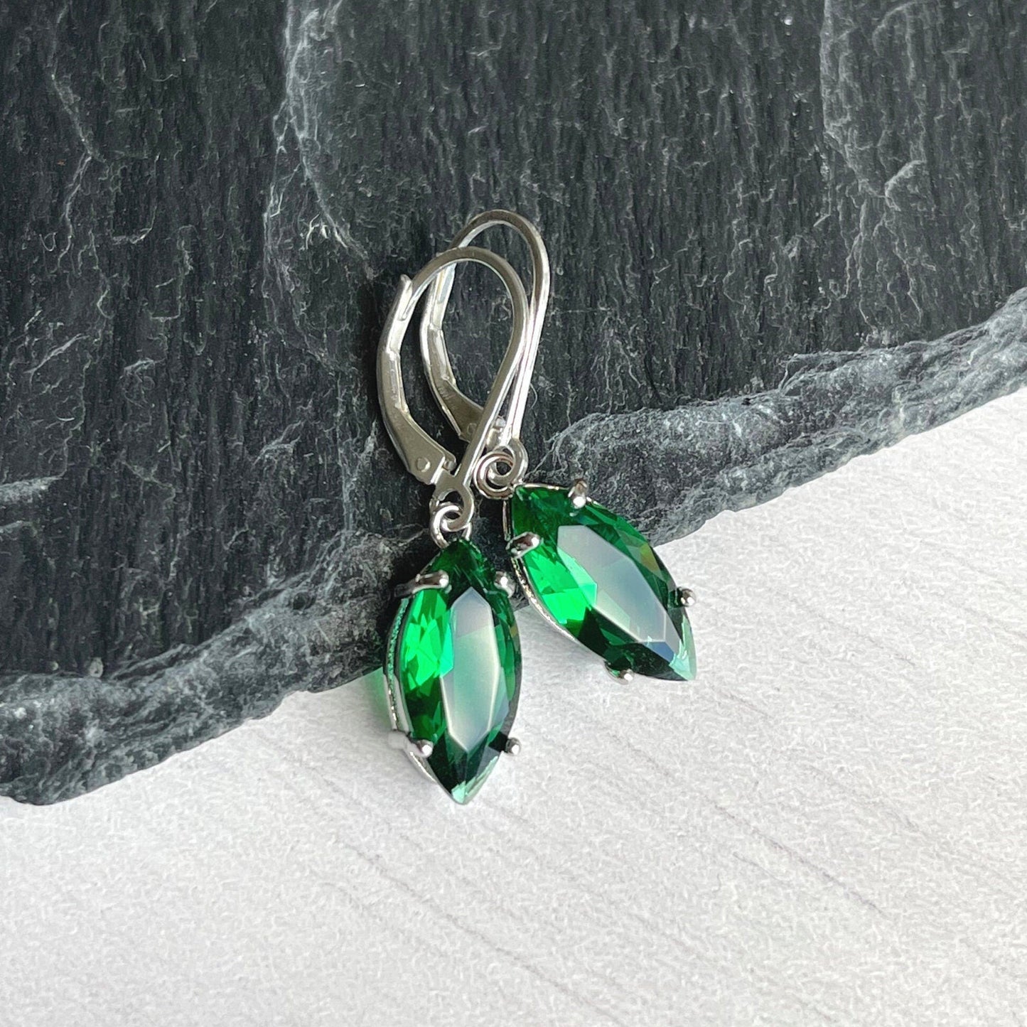 Emerald Quartz Marquise Earrings