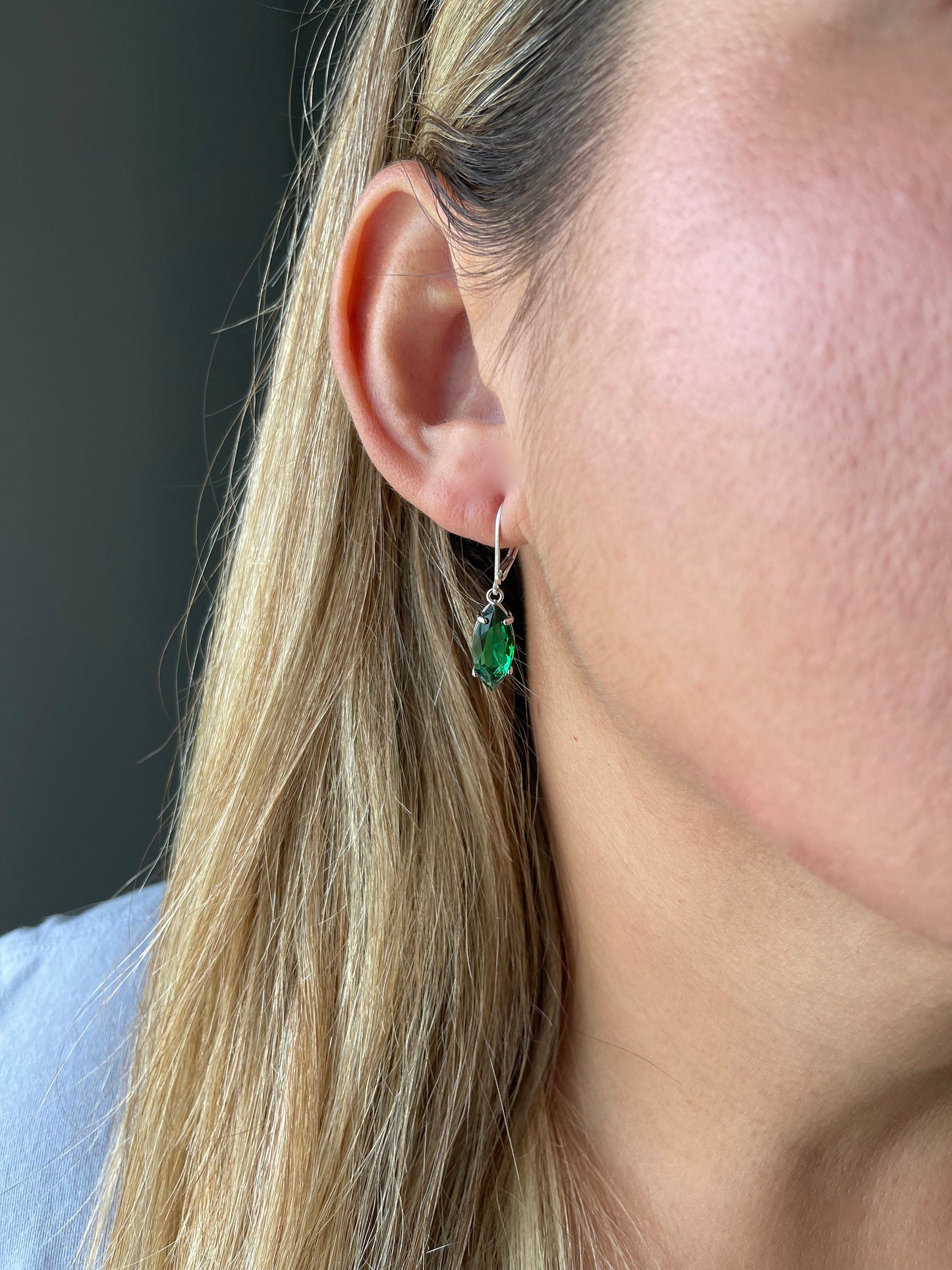 Emerald Quartz Marquise Earrings