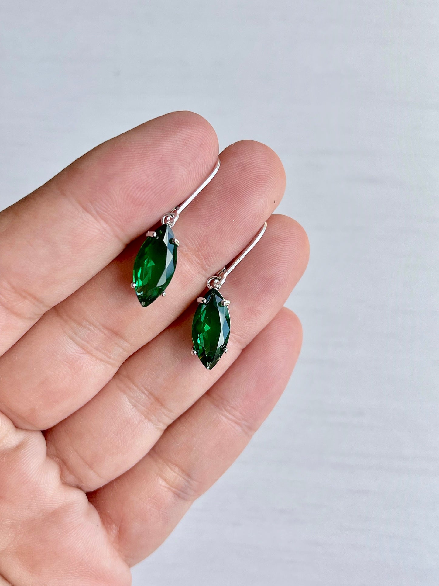 Emerald Quartz Marquise Earrings
