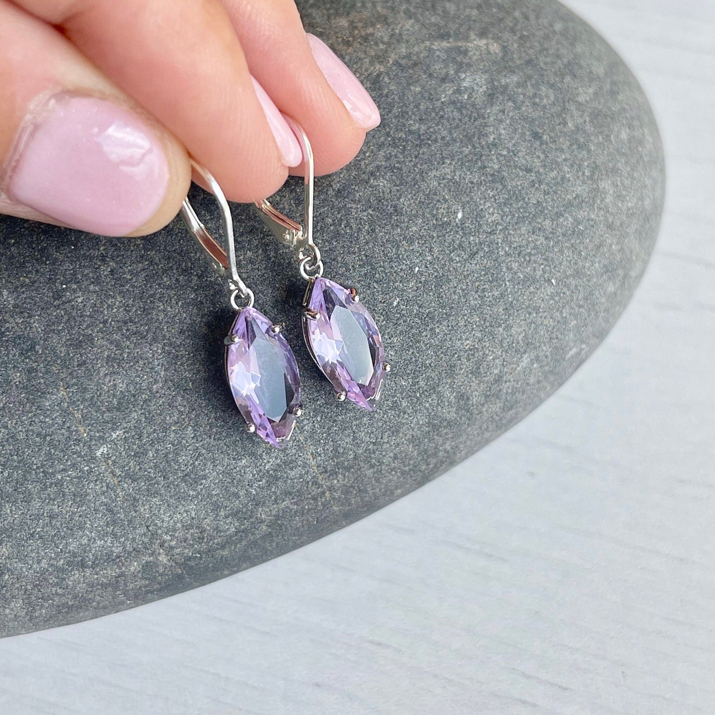 Pink Amethyst Marquise Earrings