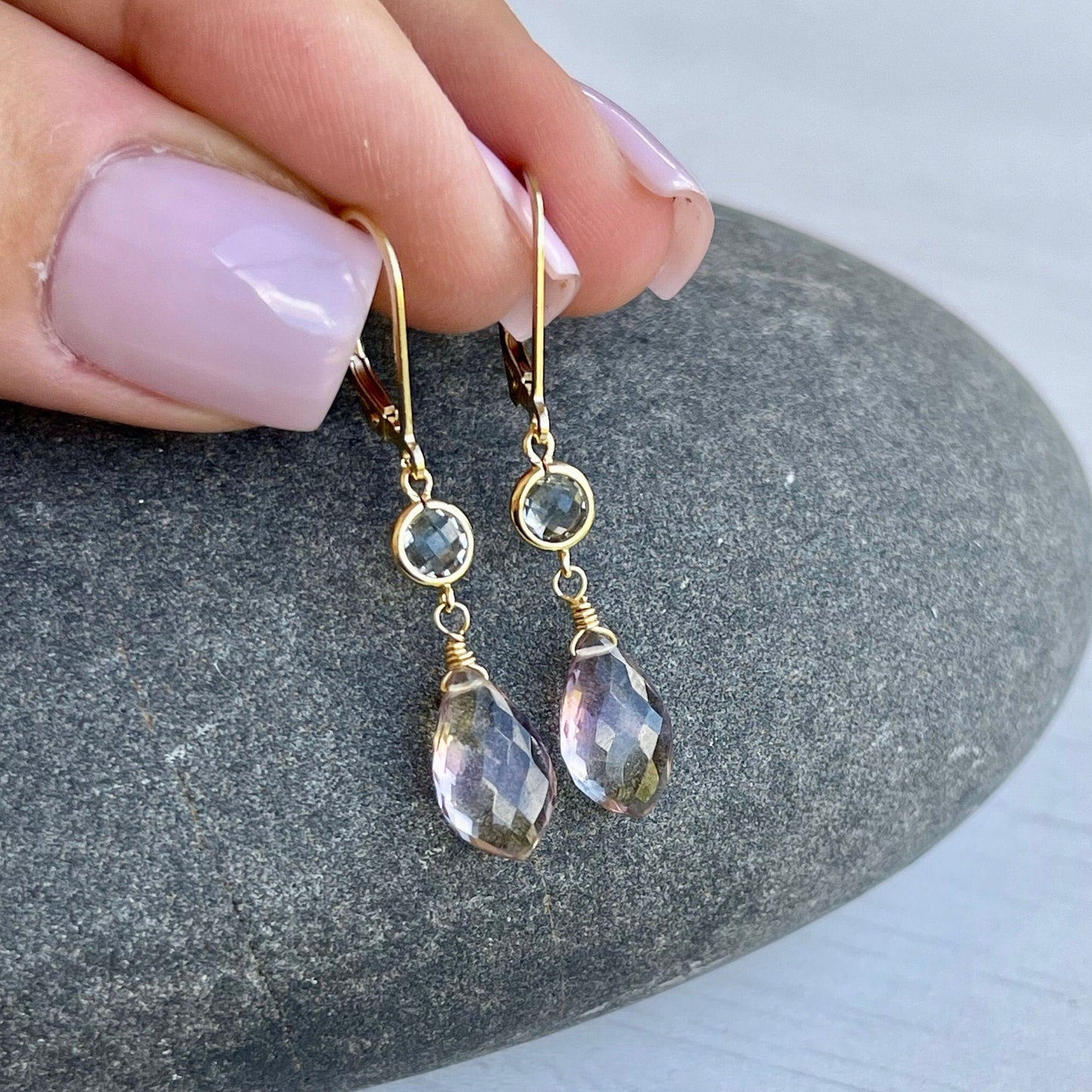 Ametrine and Mystic Topaz Dangle Earrings
