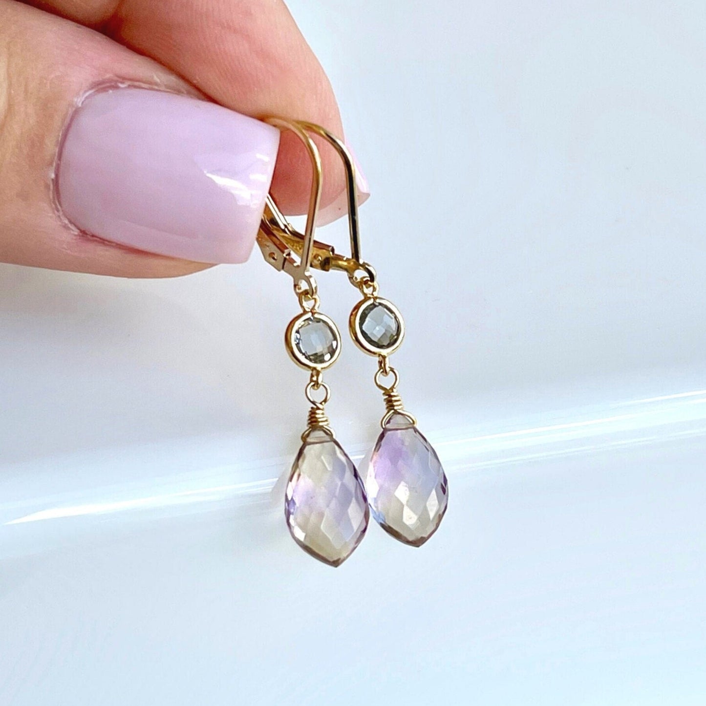 Ametrine and Mystic Topaz Dangle Earrings
