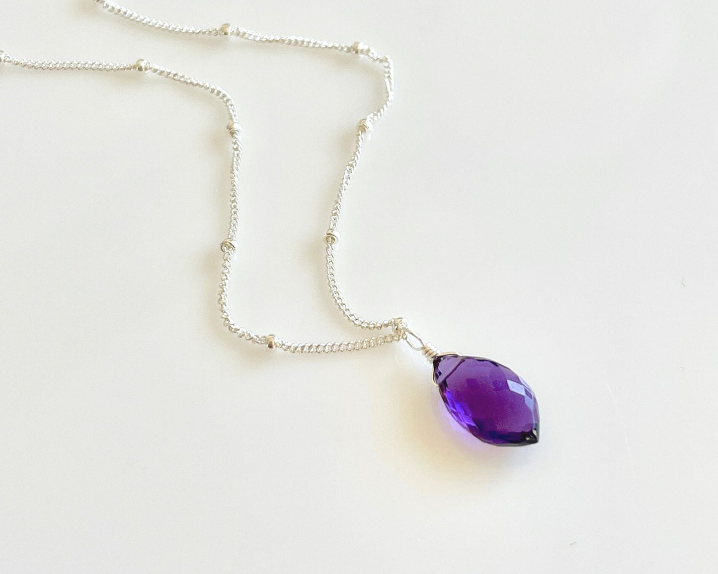 Amethyst Pointy Drop Necklace- February Birthstone