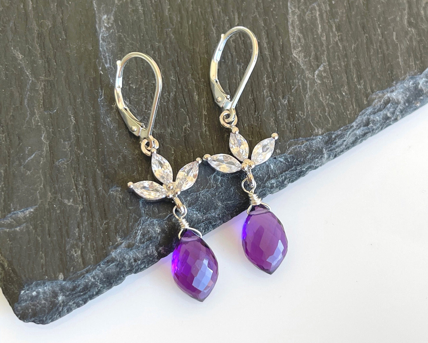 Amethyst Flower Earrings