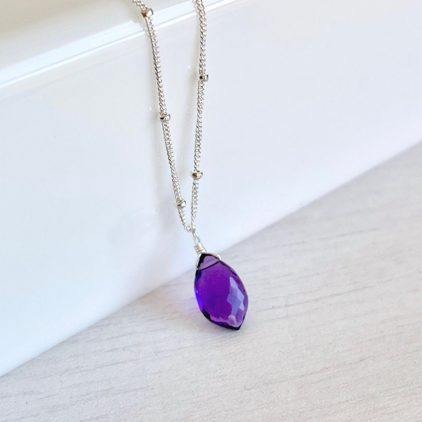 Amethyst Pointy Drop Necklace- February Birthstone