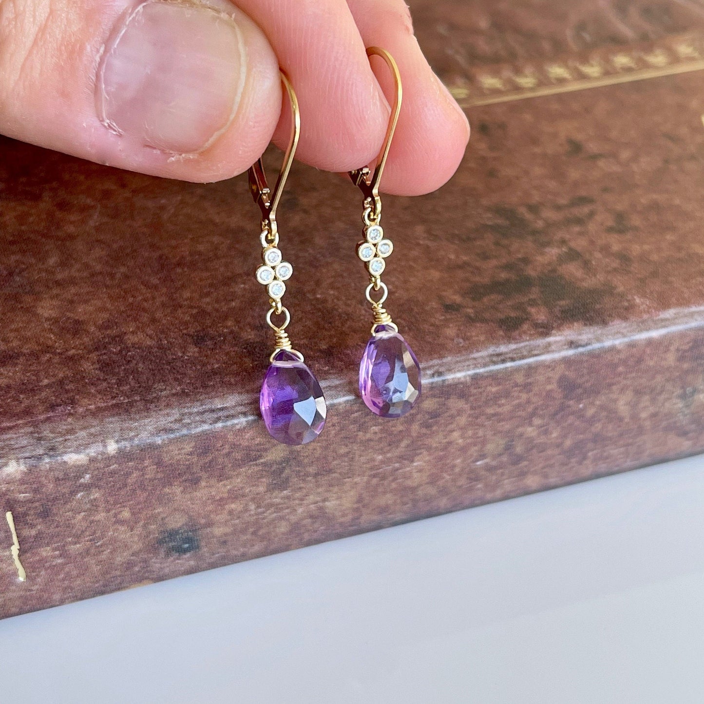 Amethyst Teardrop Earrings- February Birthstone