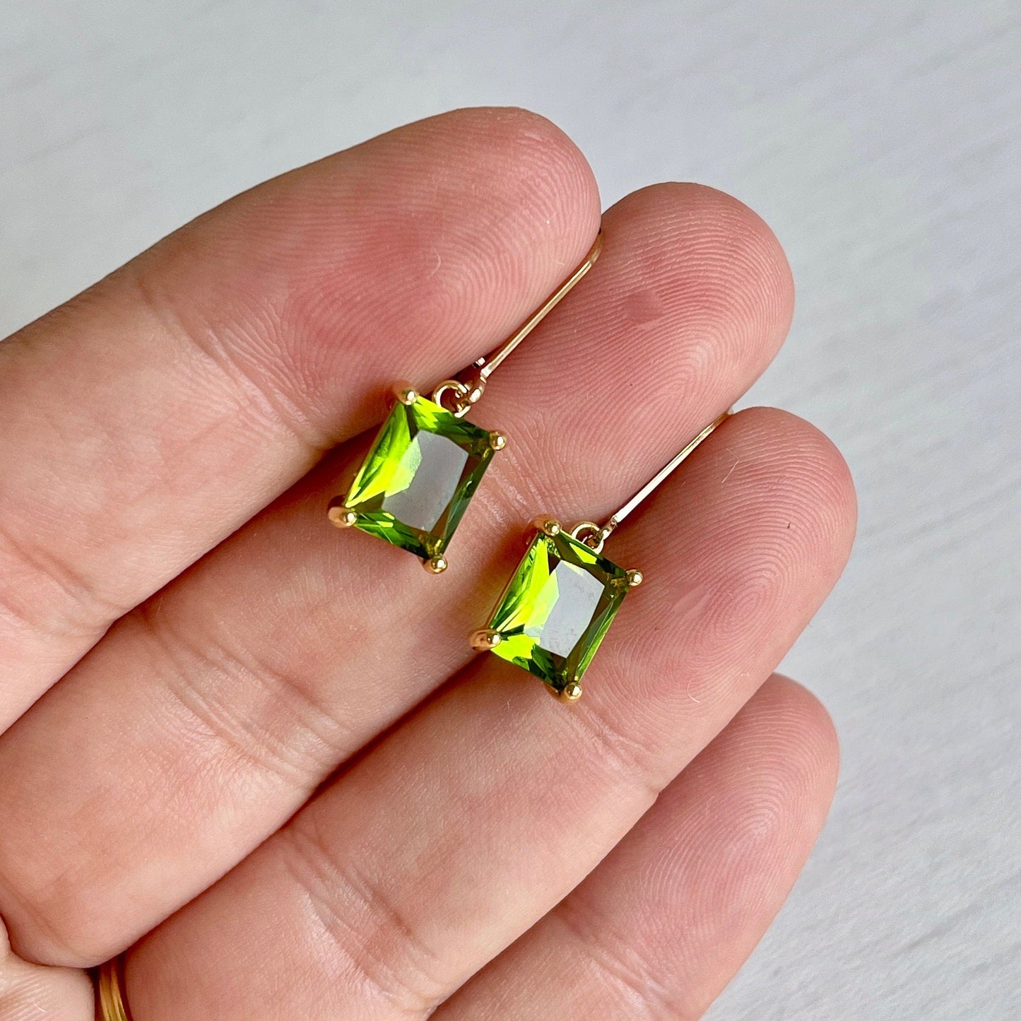 Peridot Baguette Earrings