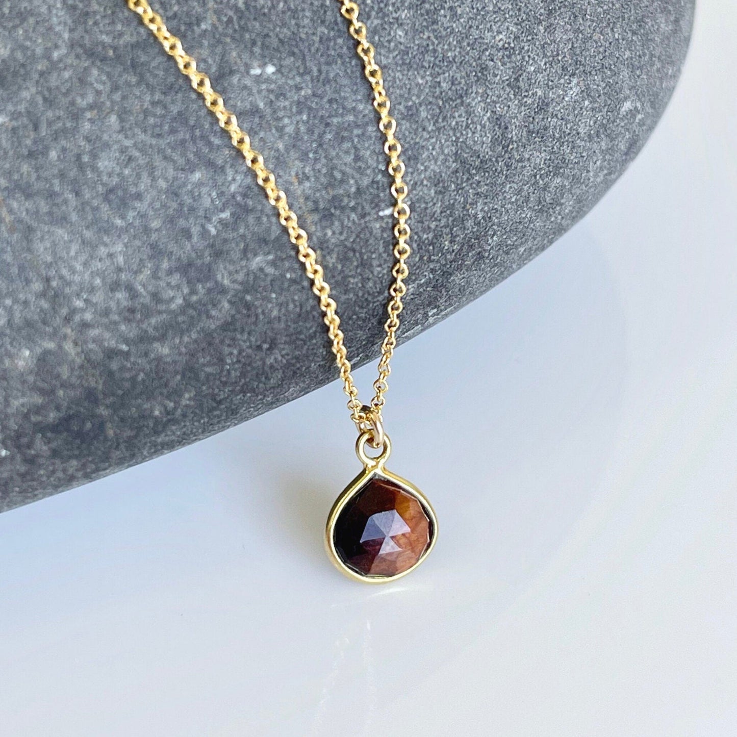 Tiger's Eye Tiny Teardrop Necklace