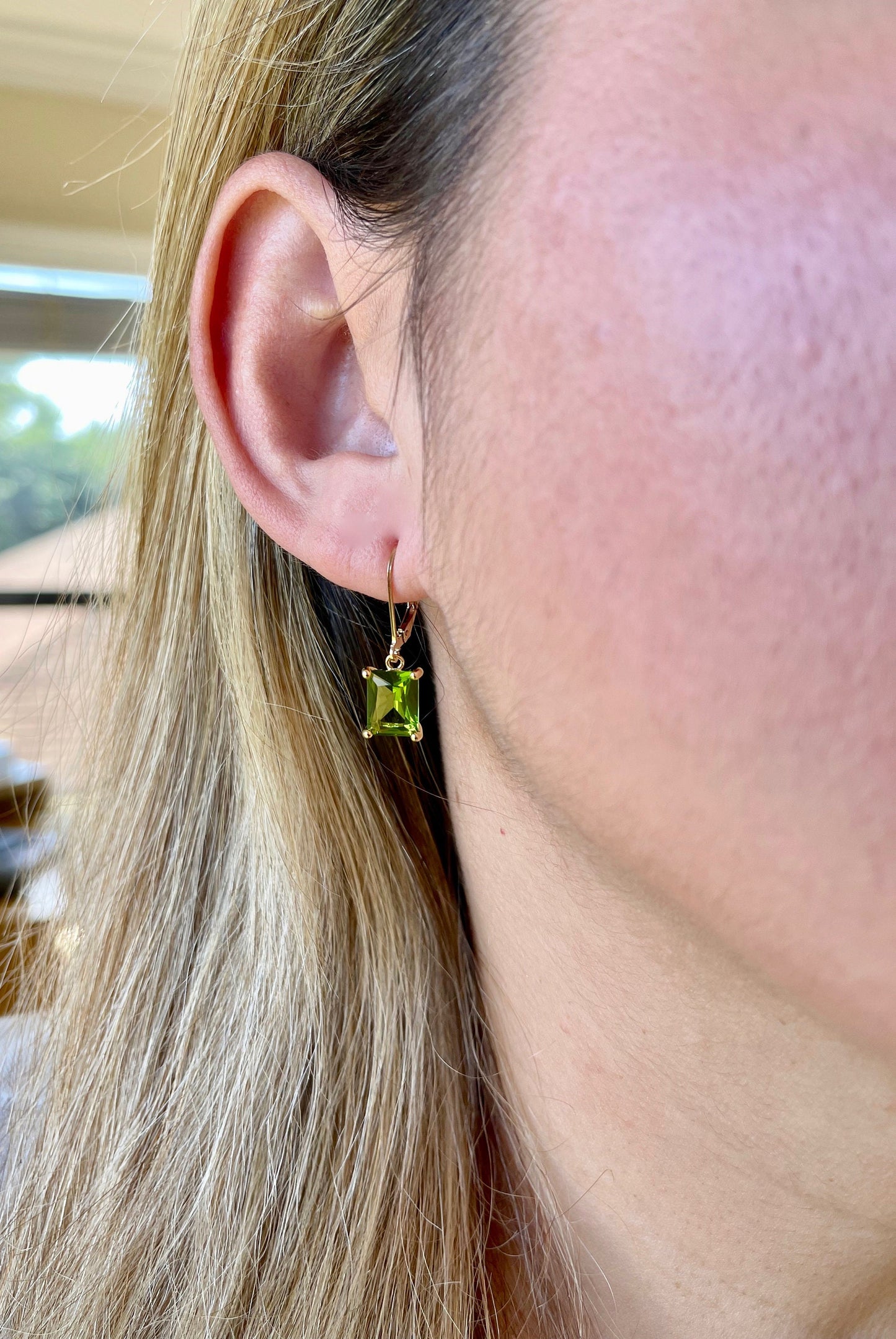 Peridot Baguette Earrings