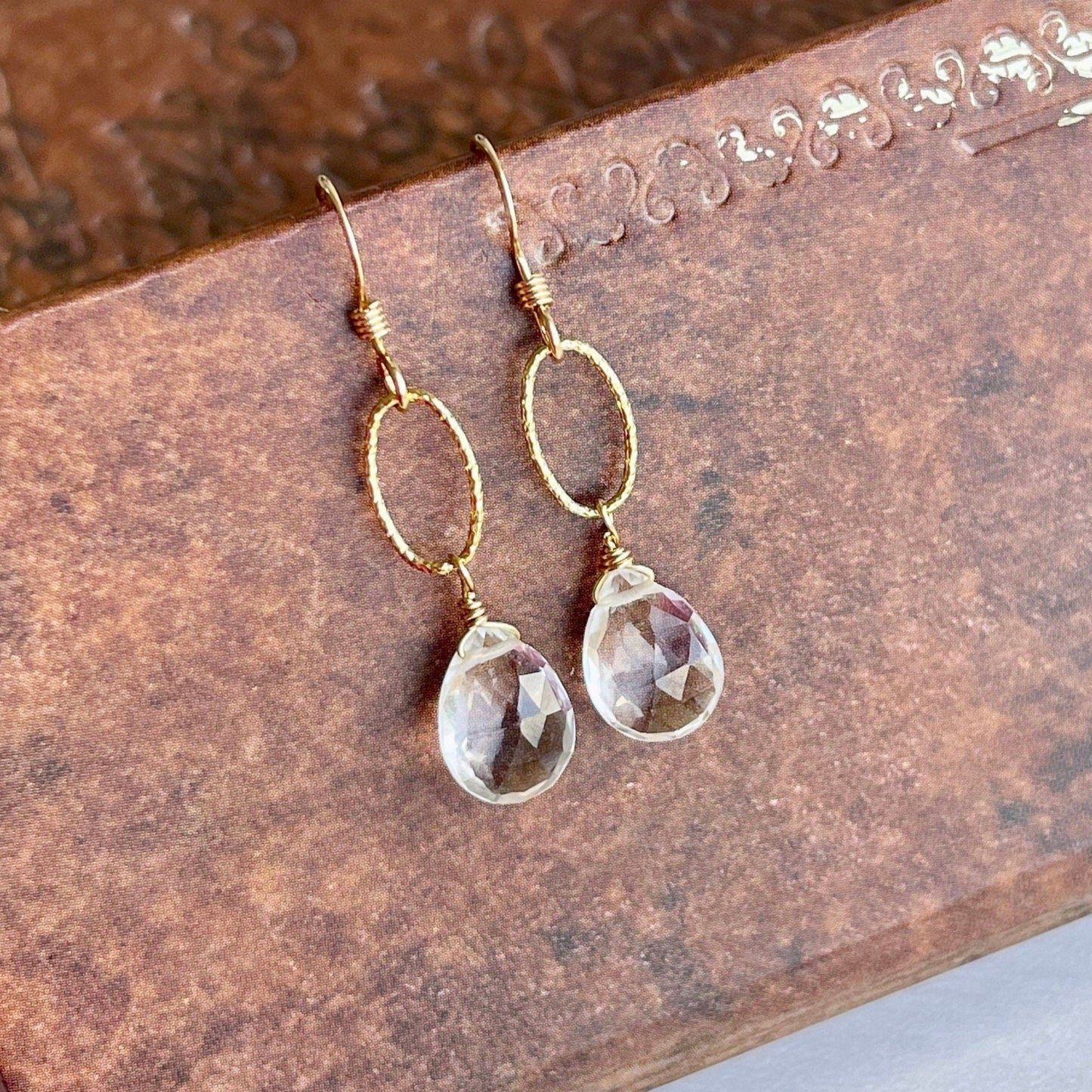 White Topaz Earrings, April Birthstone.