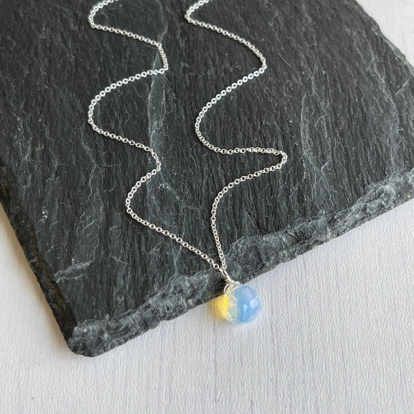 Opalite Teardrop Necklace- October Birthstone