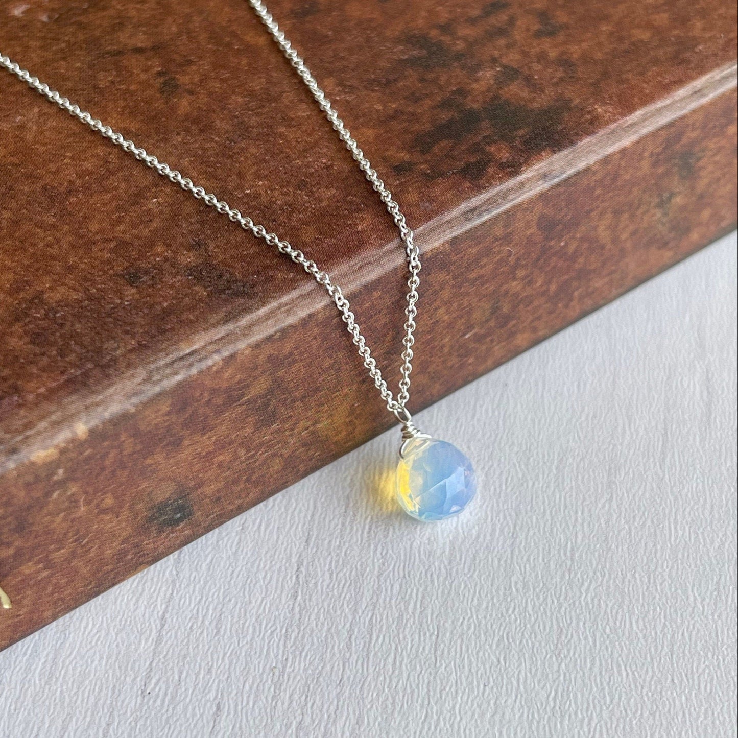 Opalite Teardrop Necklace- October Birthstone