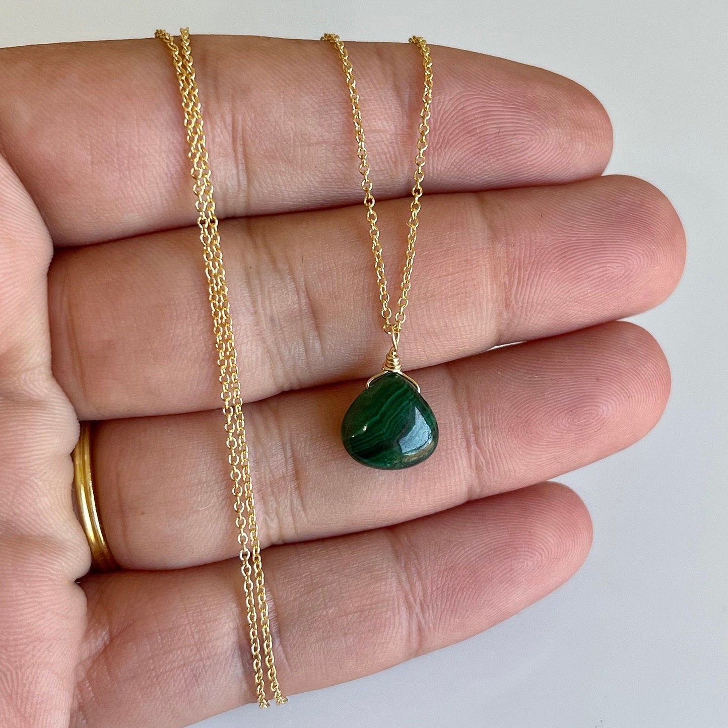 Malachite Teardrop Minimalist Necklace