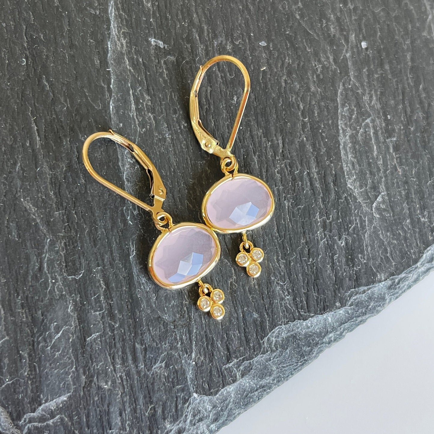Rose Quartz Oval Earrings