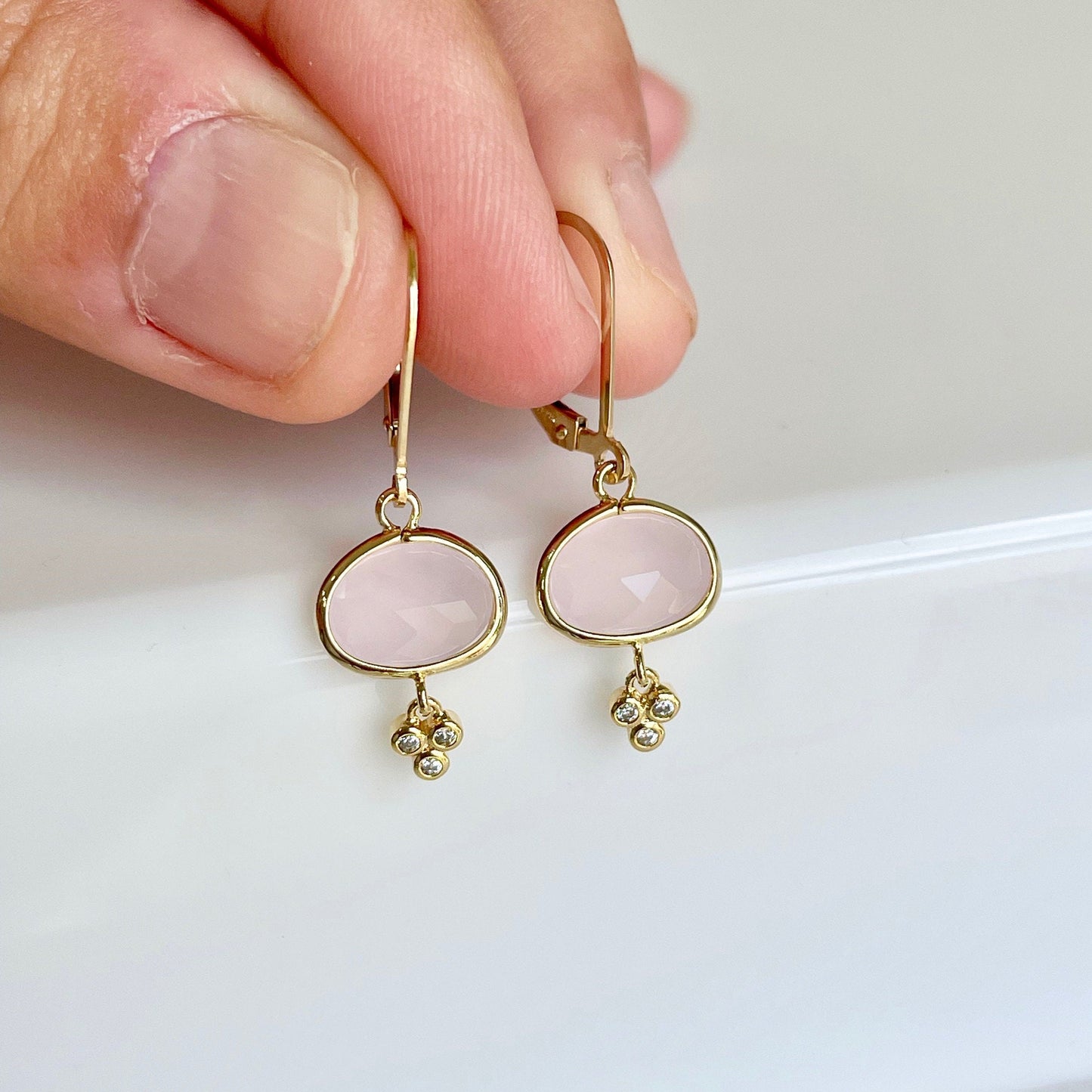 Rose Quartz Oval Earrings