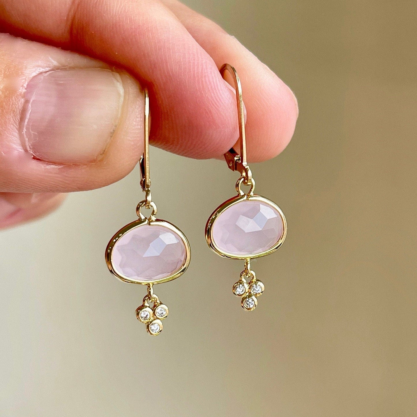 Rose Quartz Oval Earrings
