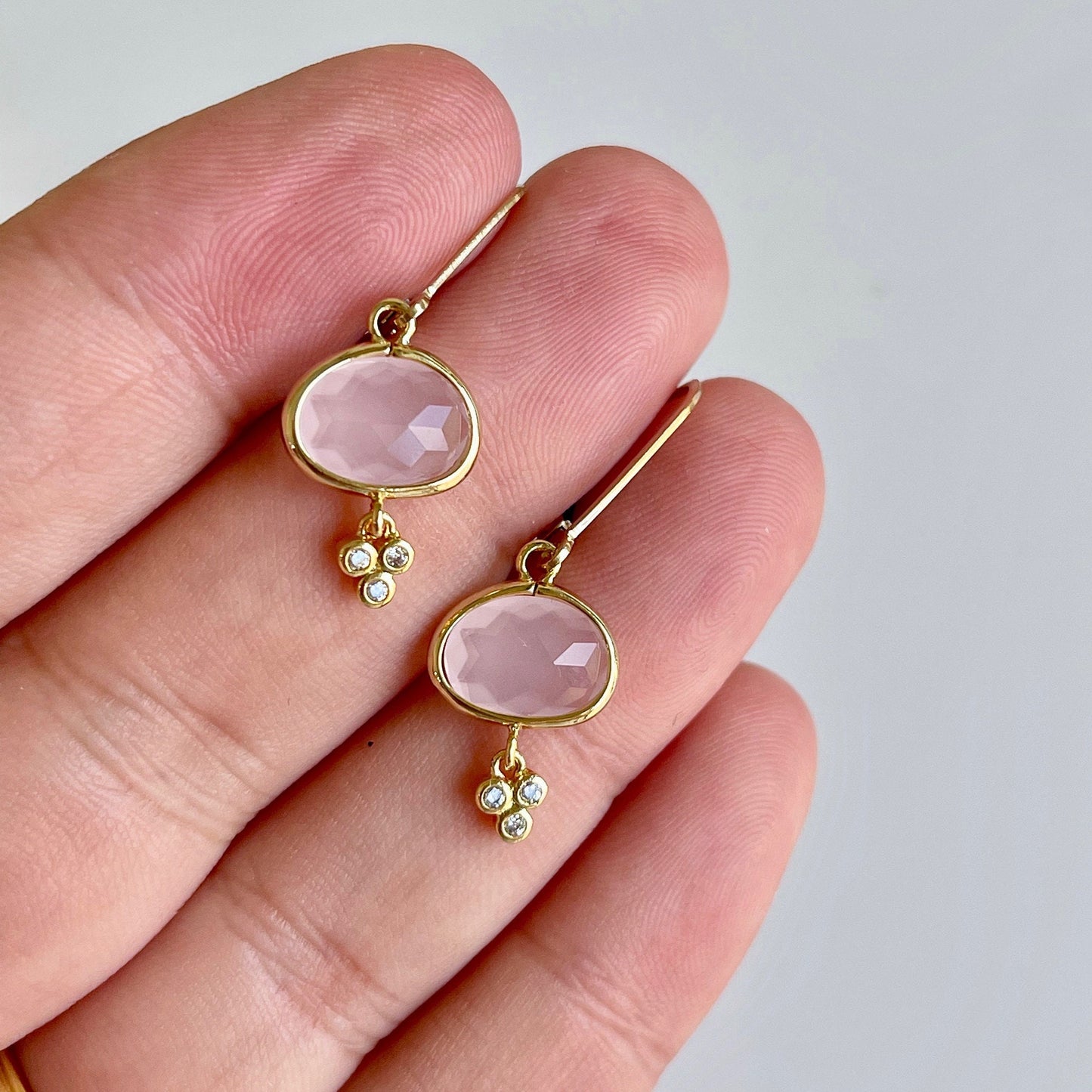 Rose Quartz Oval Earrings