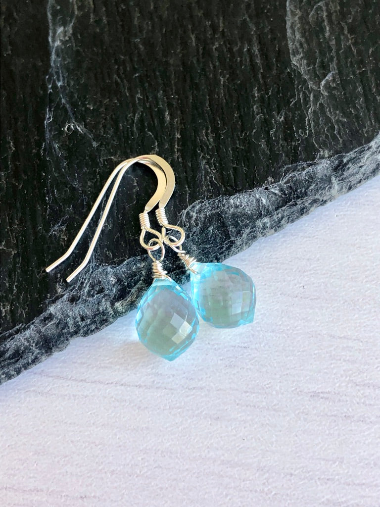 Aquamarine Onion Teardrop Earrings
