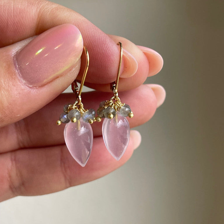 Rose Quartz and Labradorite Earrings