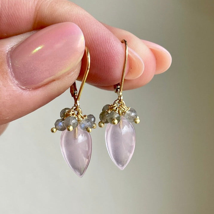 Rose Quartz and Labradorite Earrings