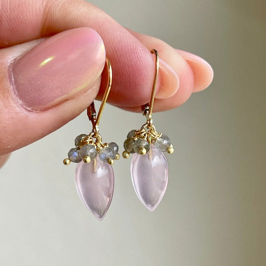 Rose Quartz and Labradorite Earrings