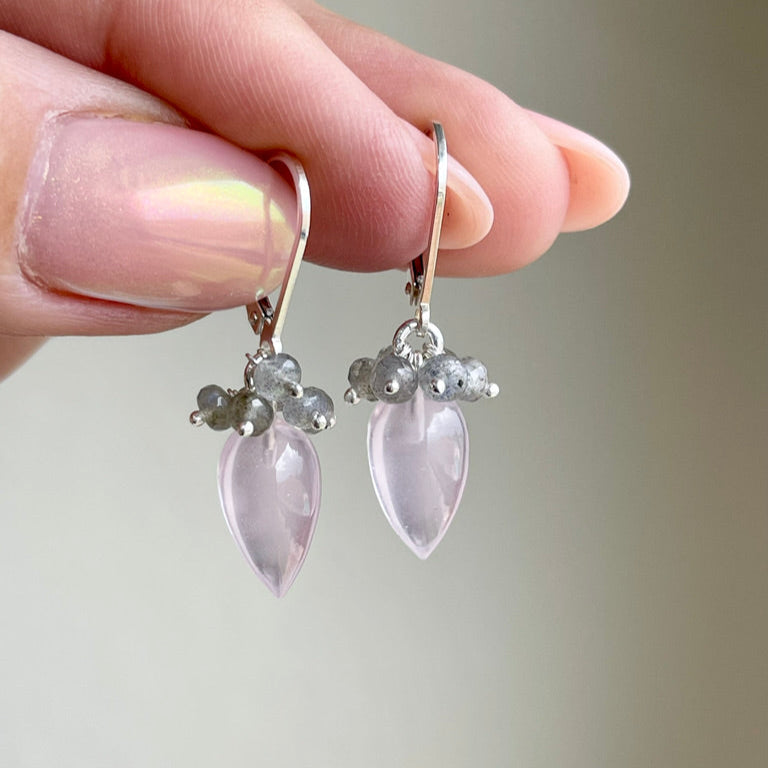 Rose Quartz and Labradorite Earrings