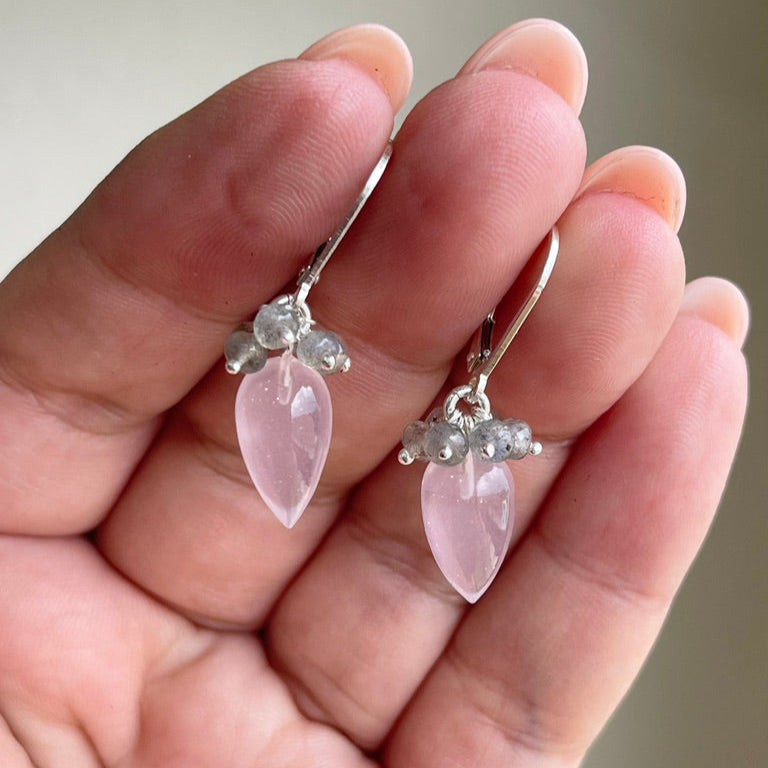 Rose Quartz and Labradorite Earrings