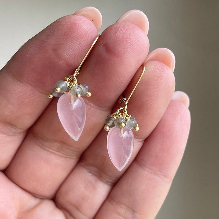 Rose Quartz and Labradorite Earrings