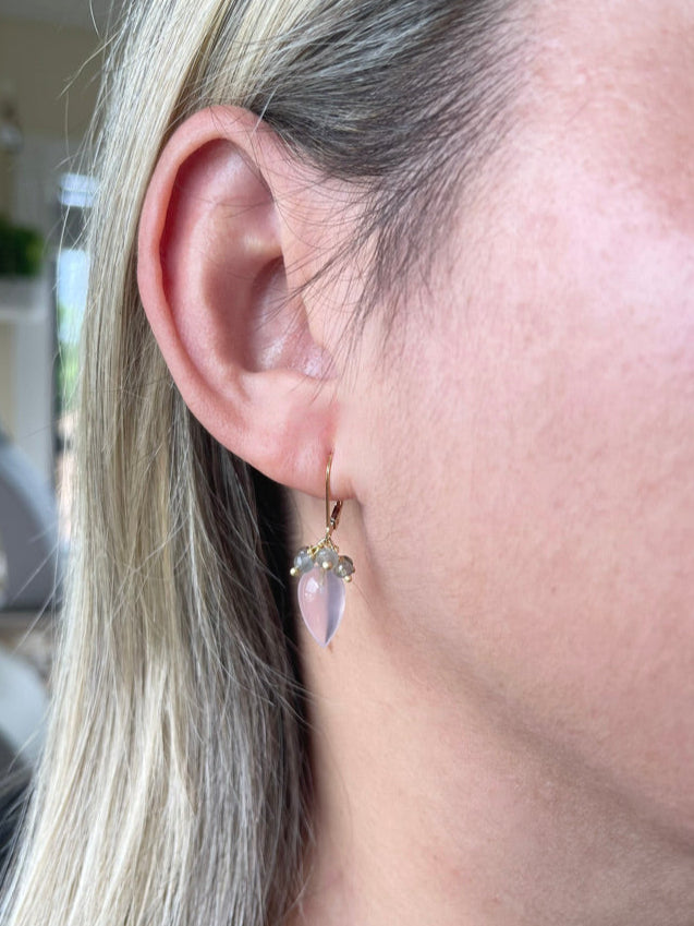 Rose Quartz and Labradorite Earrings