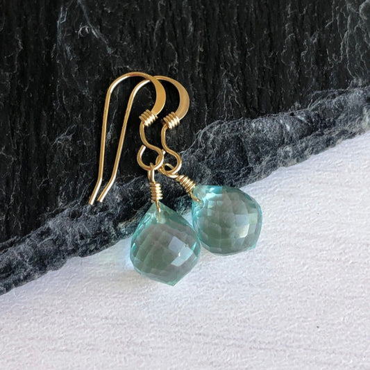 Green Amethyst Onion Teardrop Earrings