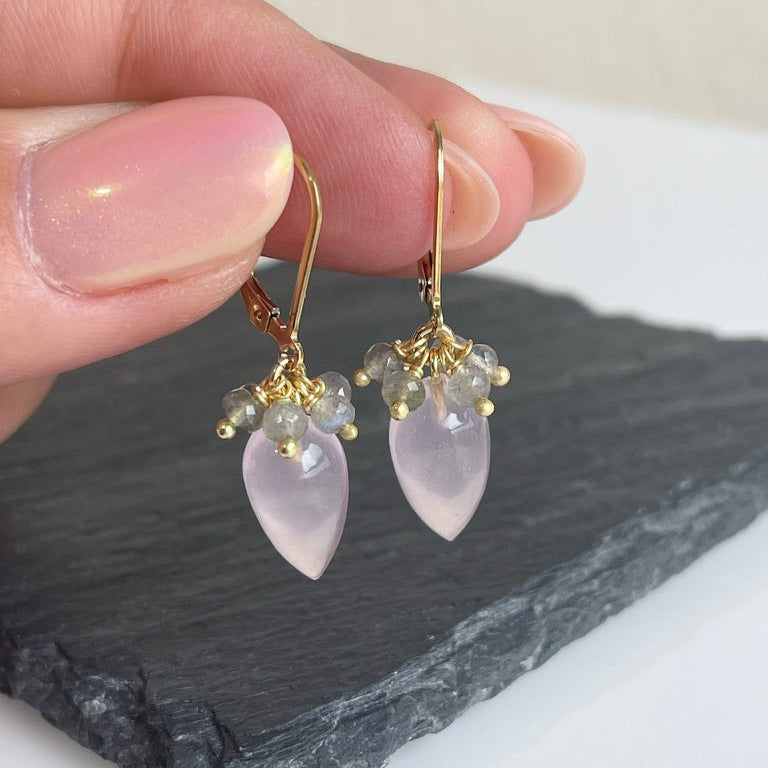 Rose Quartz and Labradorite Earrings