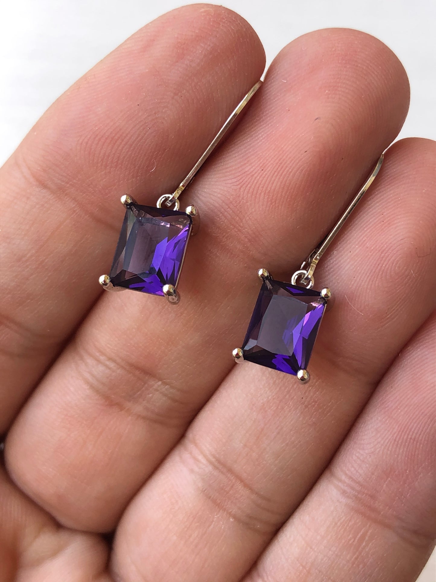 Amethyst Emerald Cut Earrings