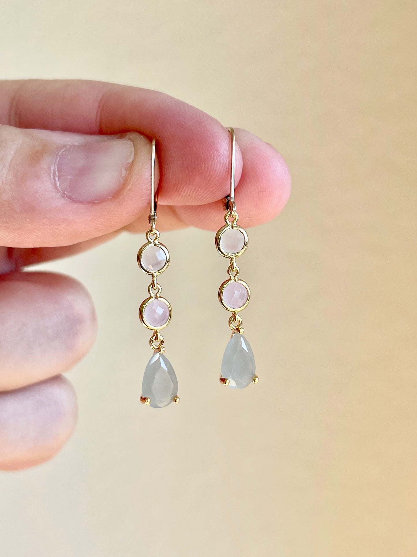 Rose Quartz and Jasper Earrings