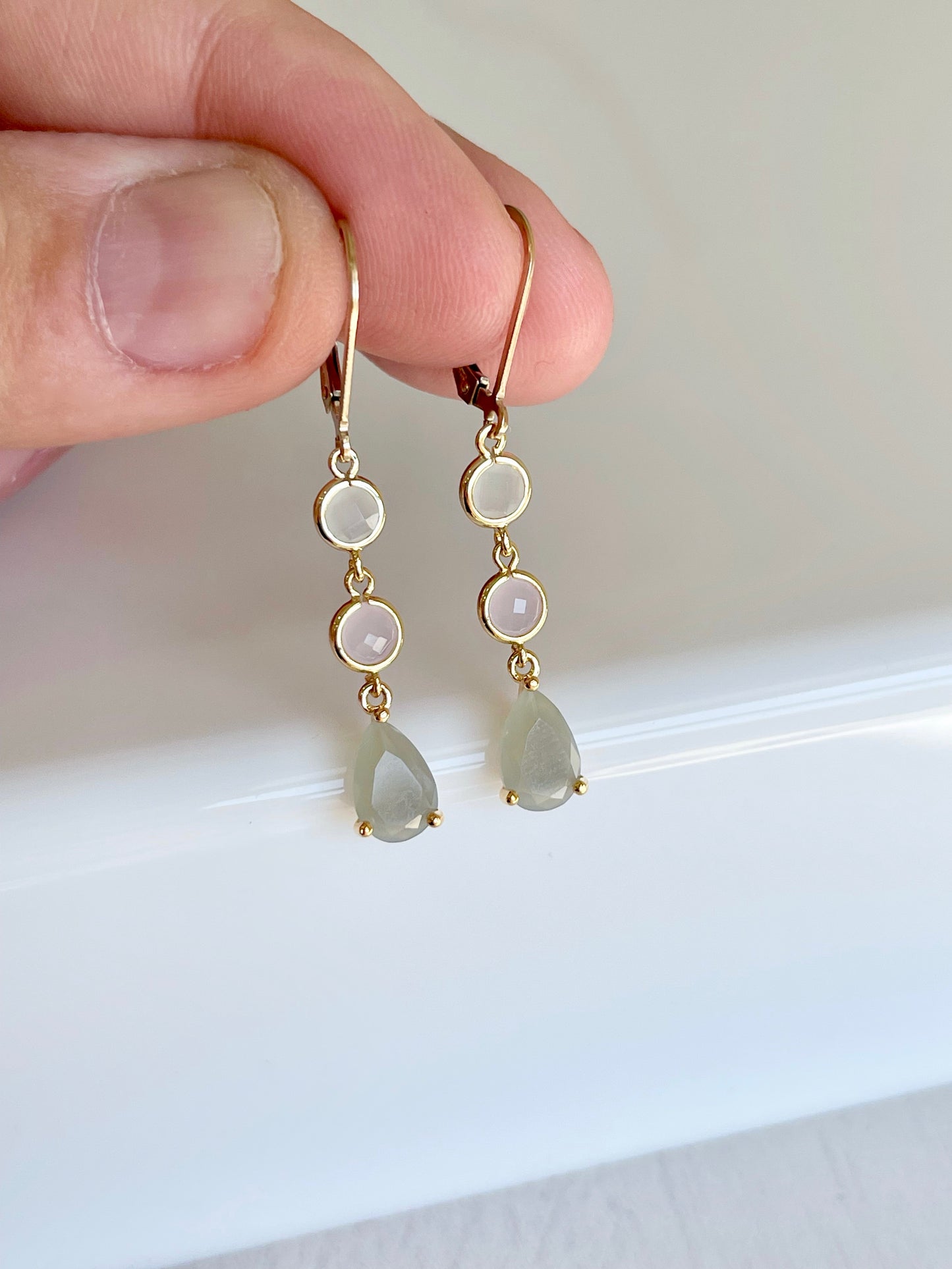 Rose Quartz and Jasper Earrings