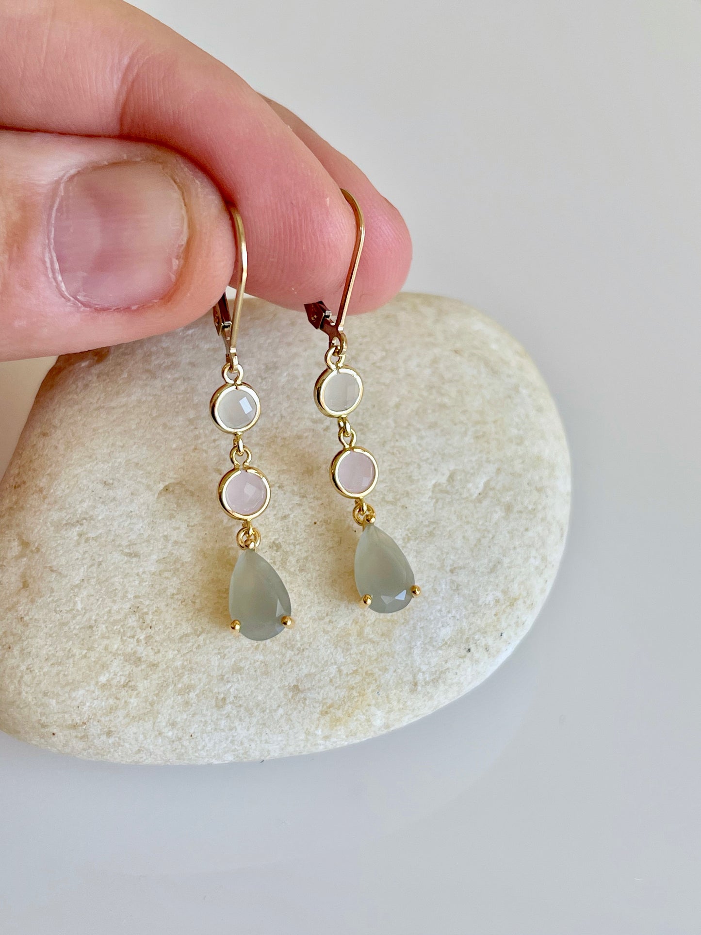 Rose Quartz and Jasper Earrings