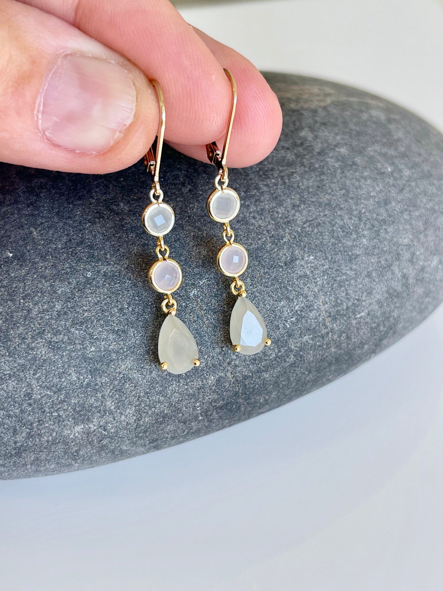 Rose Quartz and Jasper Earrings