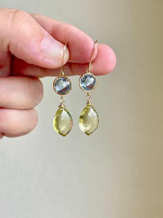 Tanzanite Quartz and Lemon Topaz Earrings