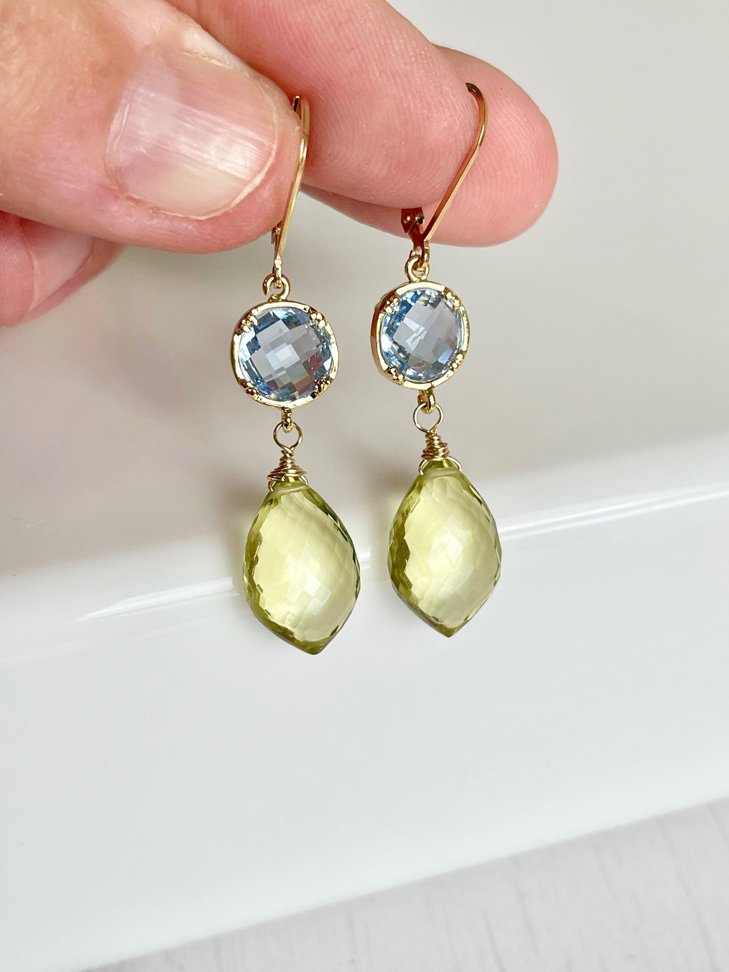 Tanzanite Quartz and Lemon Topaz Earrings