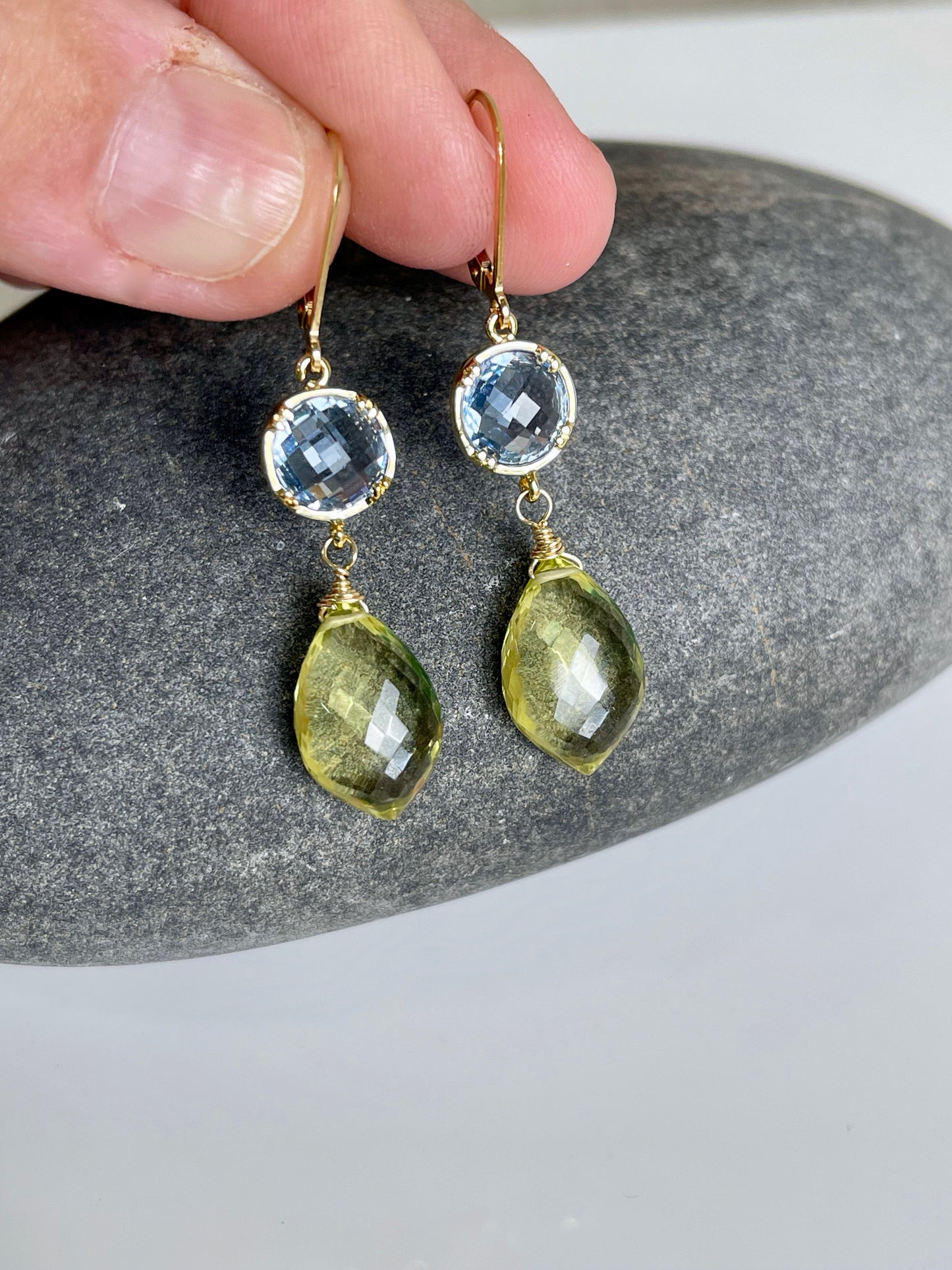 Tanzanite Quartz and Lemon Topaz Earrings