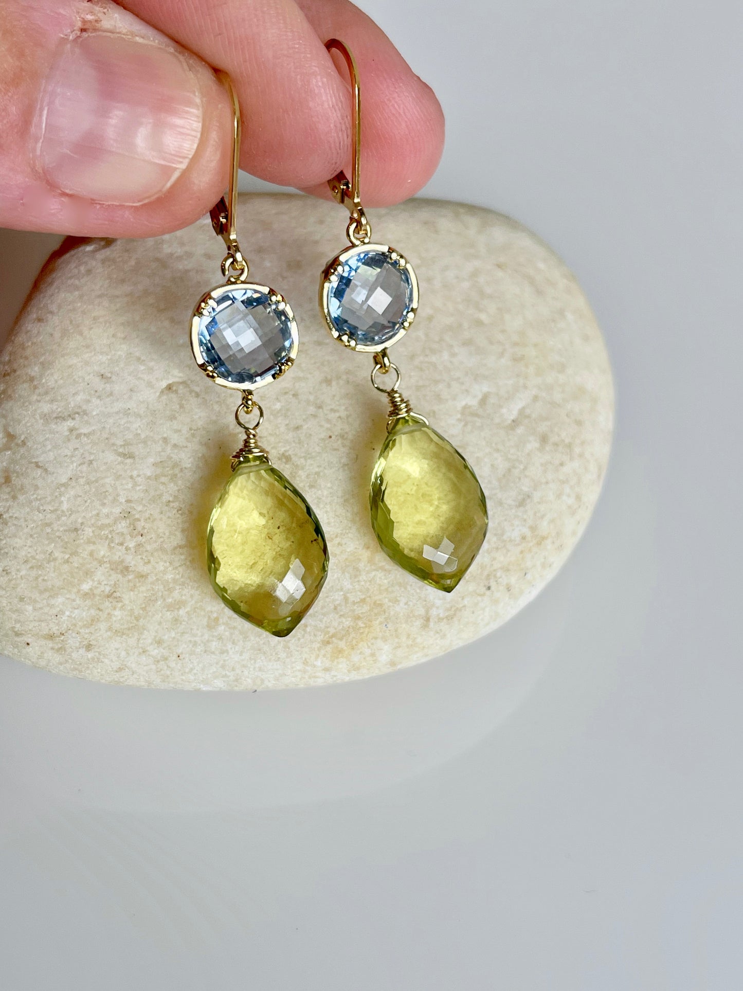 Tanzanite Quartz and Lemon Topaz Earrings